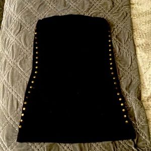 Elegant Black Mini Dress with Gold Accents